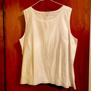 Talbots white top with trim around hem